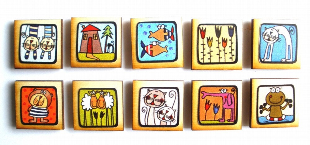 A  variety pack of 10 cute magnets