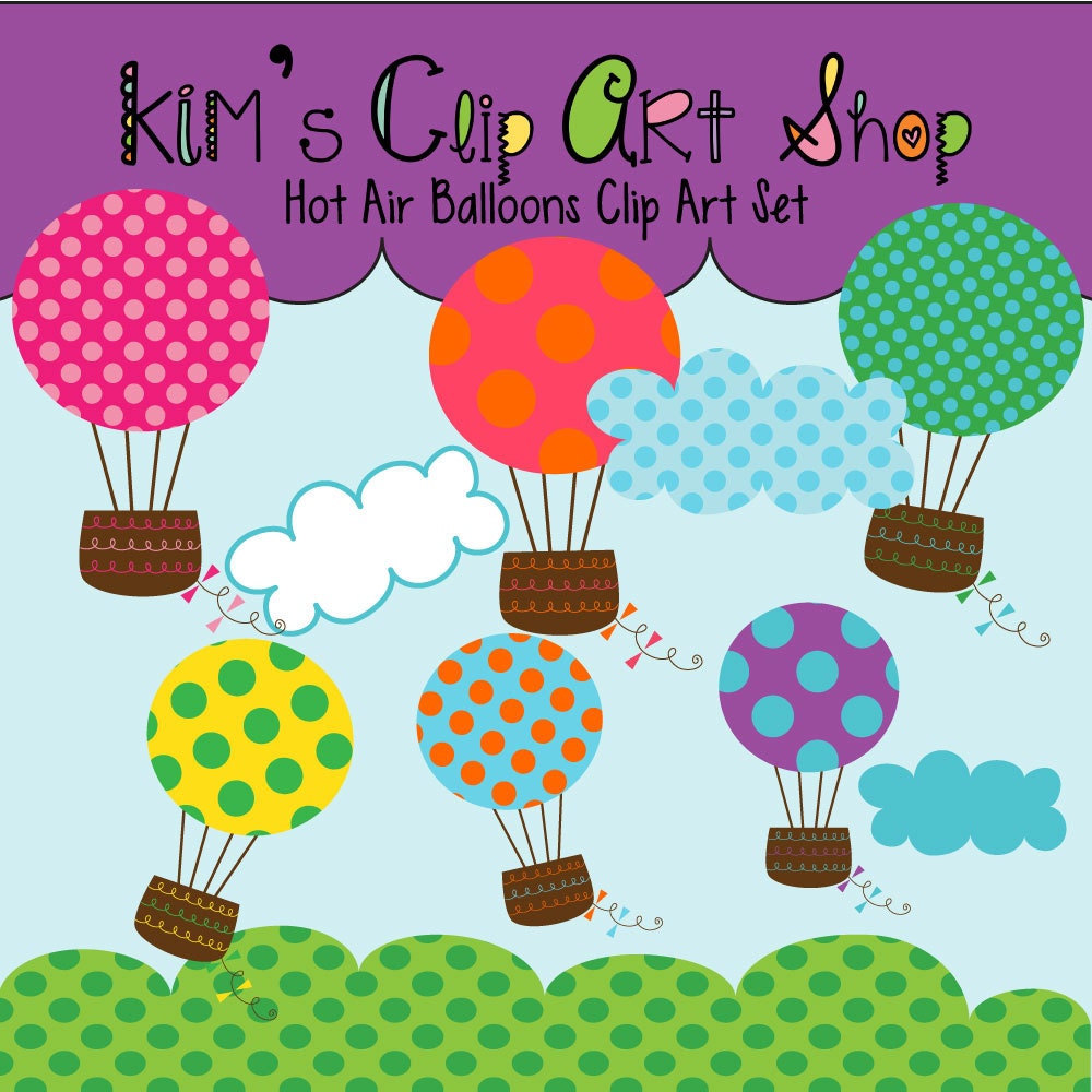 Hot Air Balloons Clip art for Personal Use and Small Commercial Use for Invitations, Scrapbooking, Card making, PNG and JPEG Il_170x135
