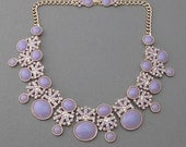 Purple  Bubble Crystal Necklace, Beadwork Necklace, Handmade Bib Necklace, Statement Necklace, Jewelry