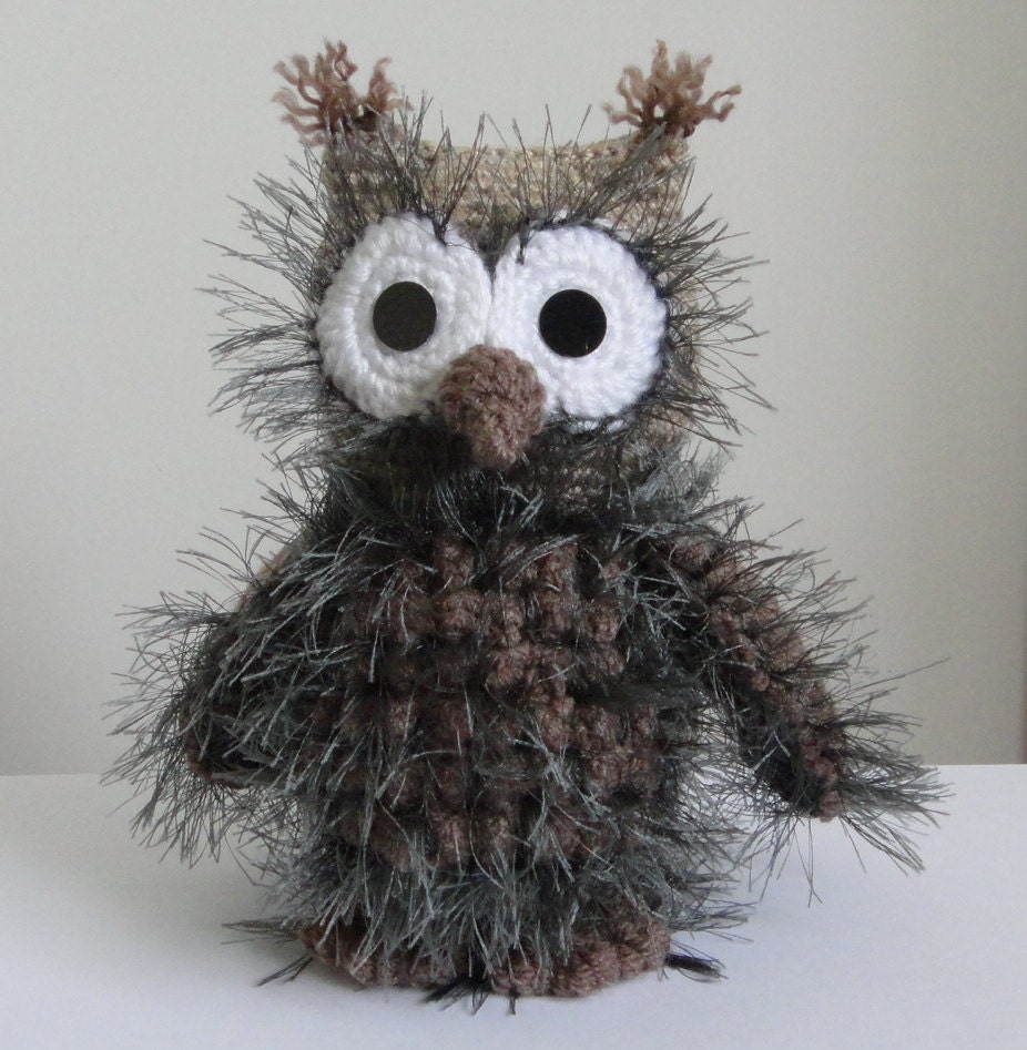 OWL OOAK 7 inch Stuffed animals Soft toy Crochet Handmade Amigurumi. Ready to ship.