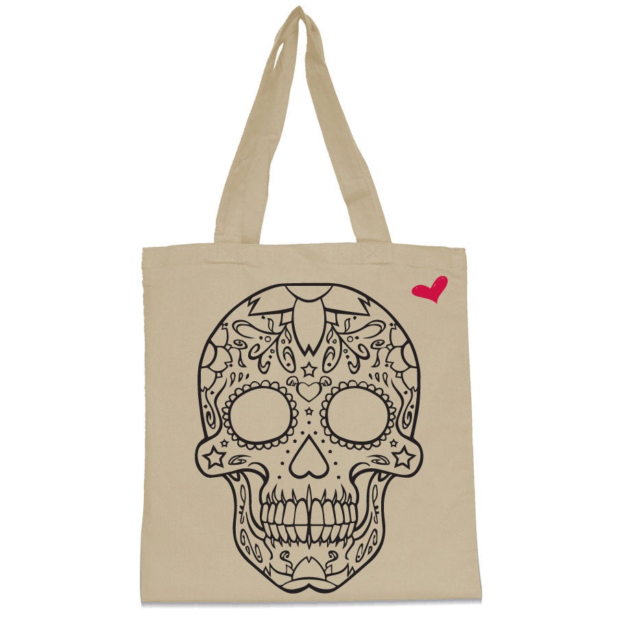 Canvas Tote Bag, Candy Skull, Canvas Tote Bag