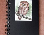 Pocket Journal - Saw-Whet Owl Recycled Spiral Bound Journal, Lined for the Writer or Unlined Artist Sketchbook