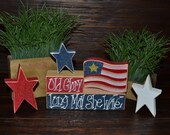 Old Glory 4th of July Decor Patriotic Wood Block Set Independence Day Presidents Day Flag Americana Gift Long May She Wave