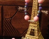 Eiffel Tower, Pink Jade, Snowflake Obsidian Stretchy Bracelets