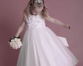 Handmade Flower Girl 'Dianna' Dress - This exquisite flower dress is made of Bridal White silk dupion and layers of the softest white tulle.
