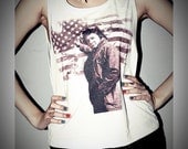 Johnny Cash Shirt Tank Top T-Shirt Crop Top Sexy SideBoob Shirts Women Size S, M, L