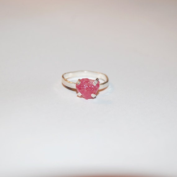 S3 Uncut rough (raw) Ruby sterling silver ring