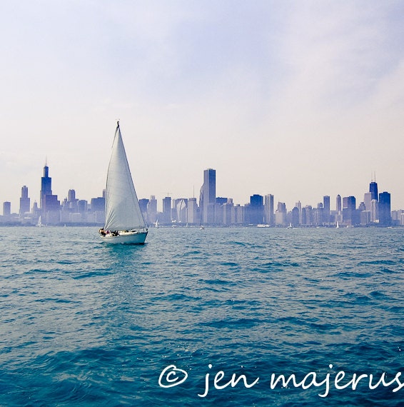 Sail Chicago Lake Michigan 8x8 print