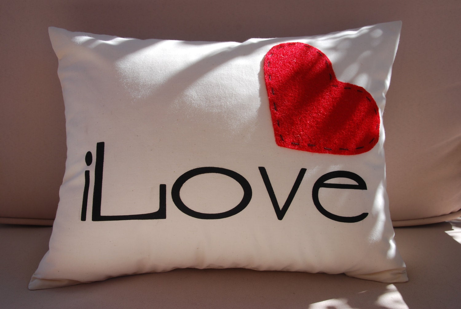 iLove Heart Pillow - Wedding - Anniversary - Throw Pillow - Toss Pillow - 12"x16" Handprinted