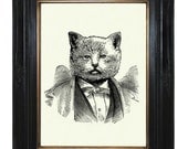 Cat Gentleman Portrait Victorian Steampunk art print