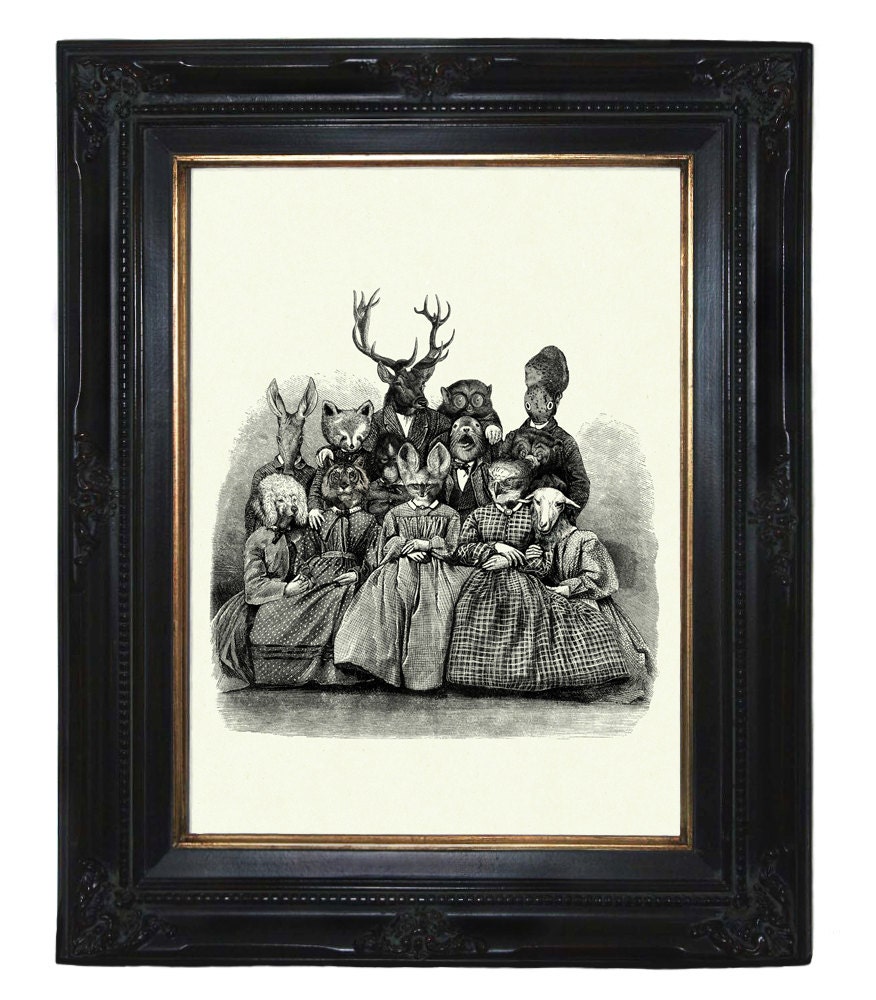 Animal Family Portrait Victorian Steampunk art print