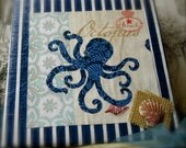 Adorable Octopus, Seaside, Kid's Room Decor, Father gift, Nautical, Shell, 8X8 Decoupage with Napkins on Stretched Canvas