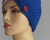 Blue Hand Knitted  Headband  -  Ear Warmer -- Head Wrap-  Neck Warmer