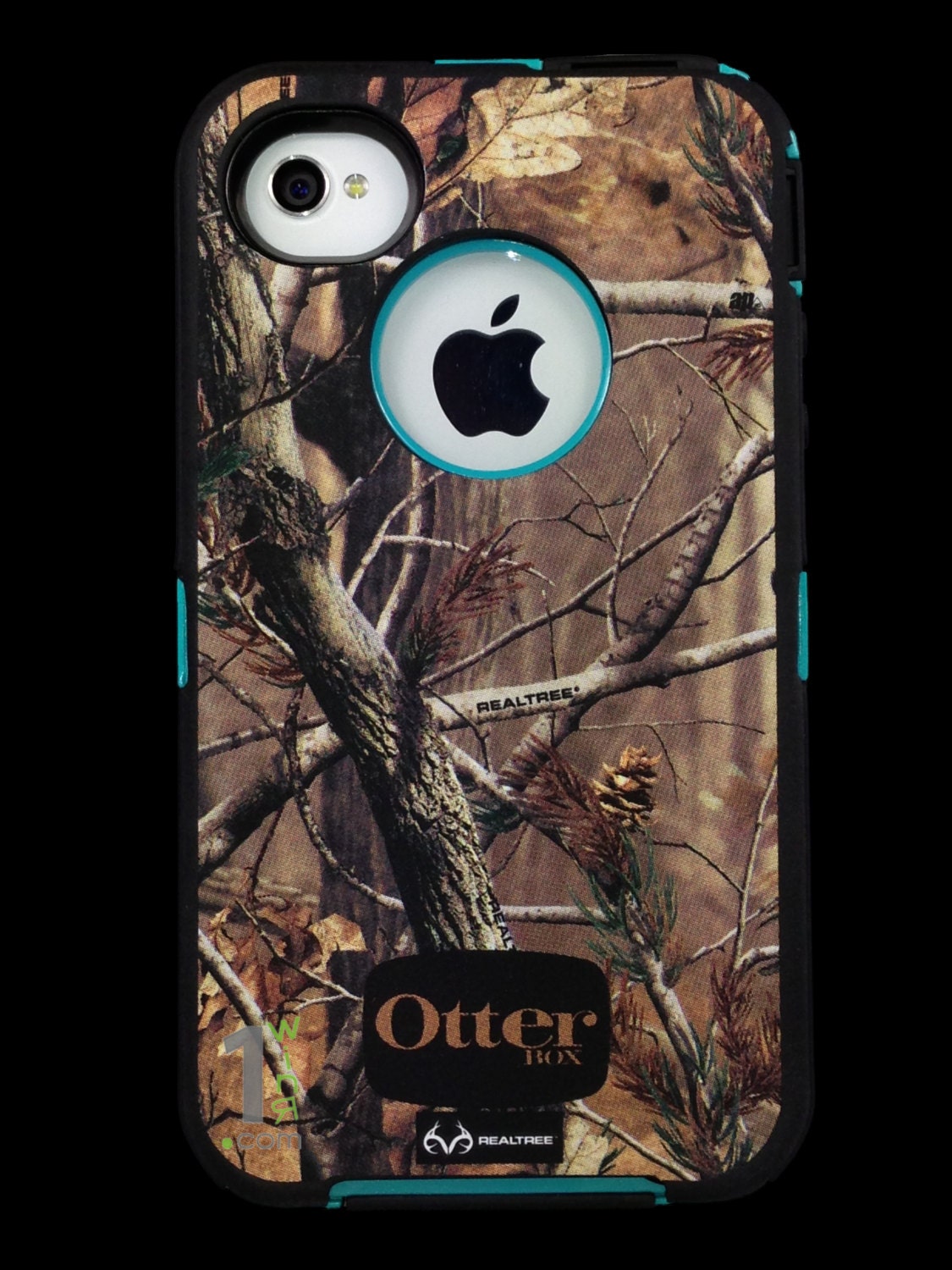 Custom Otterbox Defender Series Case for iPhone 4S AP Camo/Teal