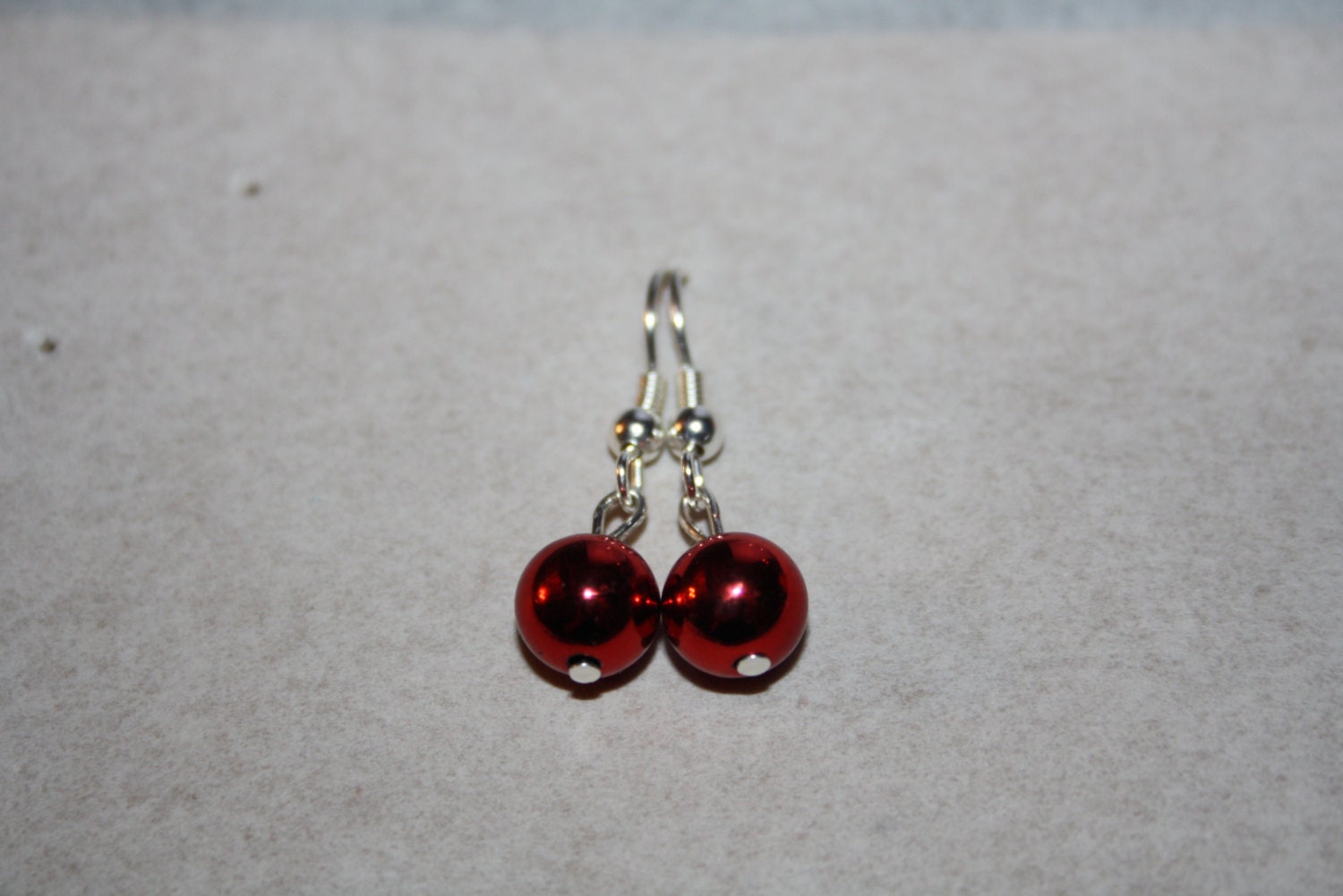 SALE Shiny Red Ornament Drop Earrings