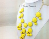 Yellow 27mm Bubble Necklaces,Jcrew style Resin Necklaces gold plated,Bib Necklace,Bead Necklace,Choker,Statement Necklace,Fashion Jewelry