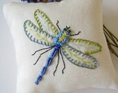 Hand Embroidered Dragonfly Lavender Scented Drawer Sachet