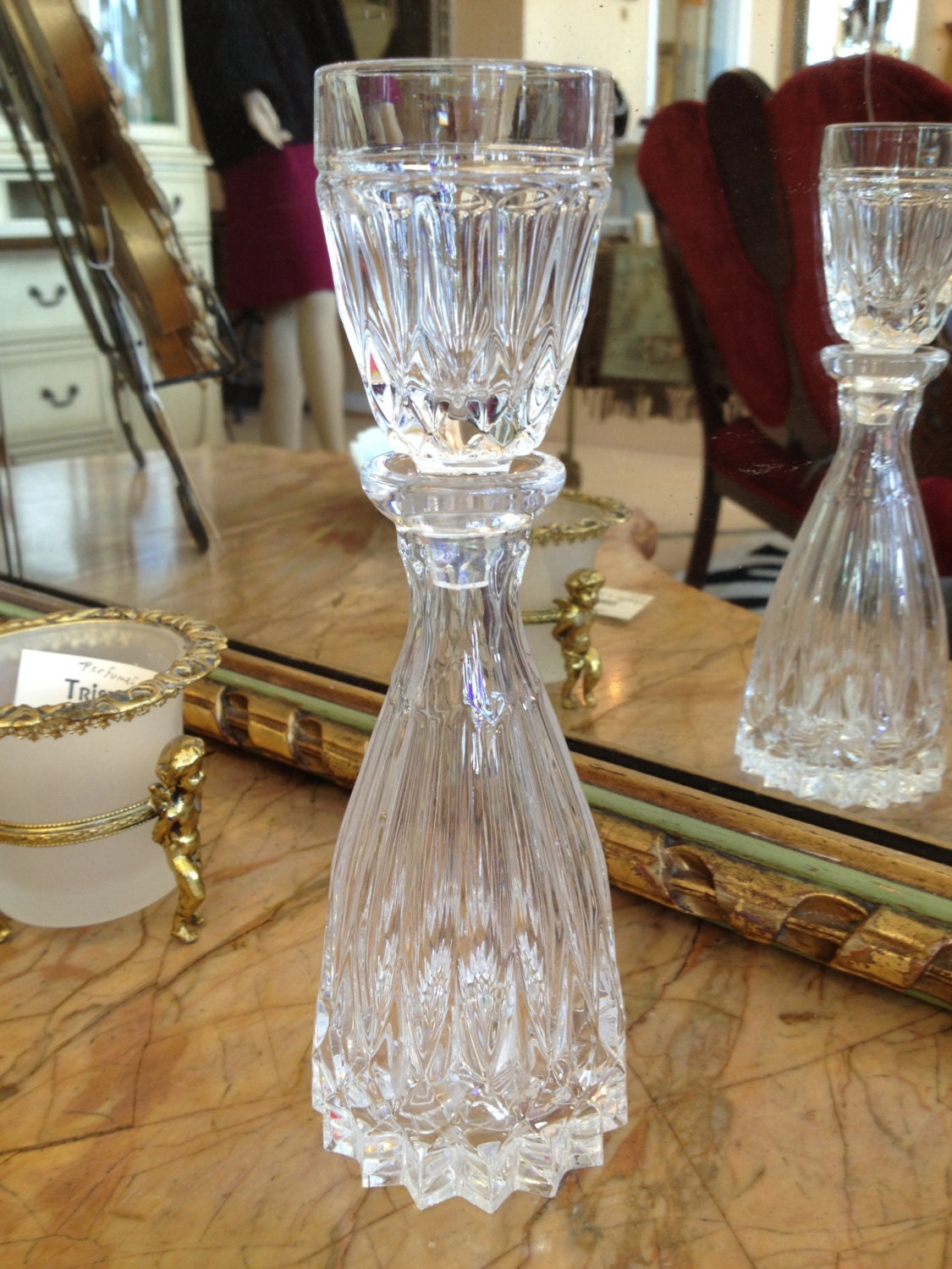 Vintage Crystal Mouthwash Decanter by TristanoDesigns on Etsy