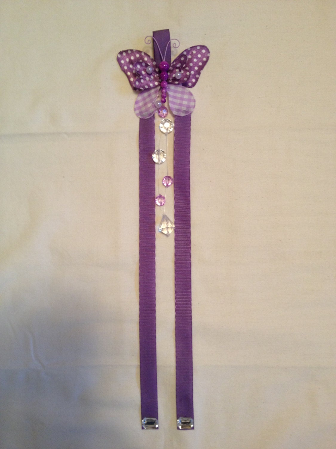 Purple Butterfly Girls Bedroom Ribbon Hairbow Holder Hair Bow Accessories Wall Decor