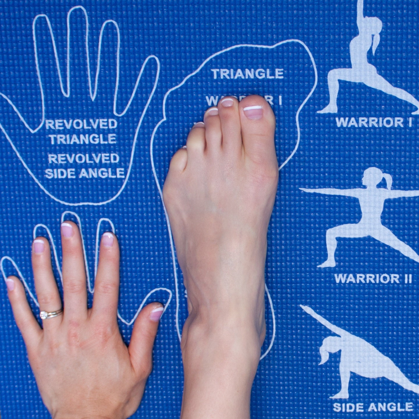 Instructional Yoga Mat with hand and foot placements