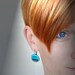 Ceramic earrings blues circle- earrings,french earwires hook ,ceramic, glazed, brass antique, bronzed, green,turquoise
