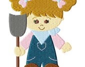 Instant Download 4X4 Cute Little Farm girl Embroidery Design All Formats Available