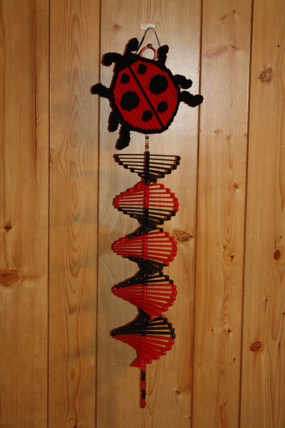 Plastic Canvas Lady Bug Wind Spinner by PlasticCanvasPlace on Etsy