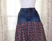 Country Chic - Ladies - Teens - Juniors size 3 / 4 - Skirt - Upcycled - Patriotic - Independence Day - 4th of July Stars and Stripes