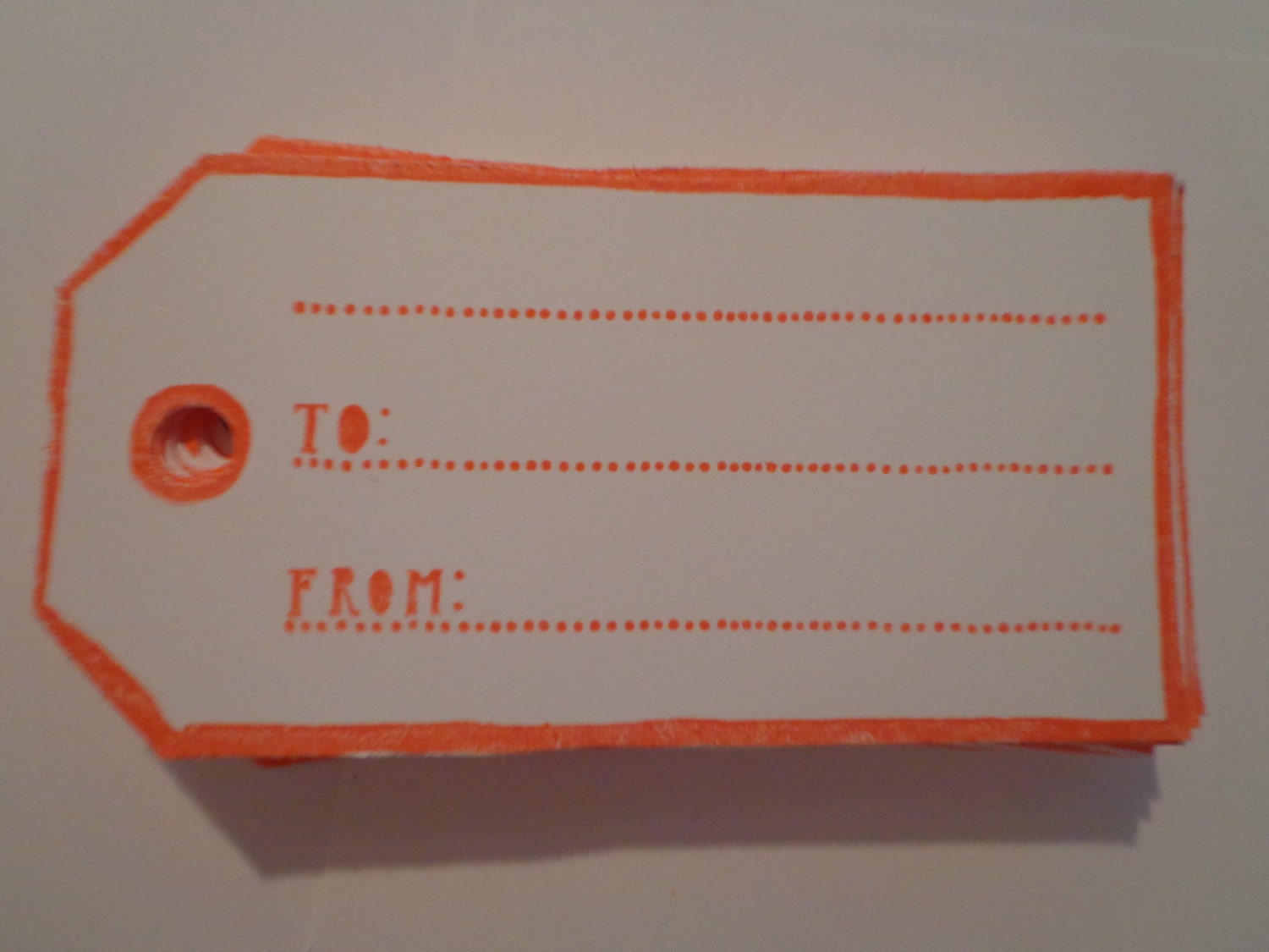 40 Card Stock Gift Tags, Blank, To and From, Paper Goods, Hand Stamped, Red and White Tags