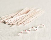 Twist Ties - White With Red Hearts (Set of 50) Cute Fun Unique Pretty Valentines Wedding Birthday Party Shower Accessories Decor