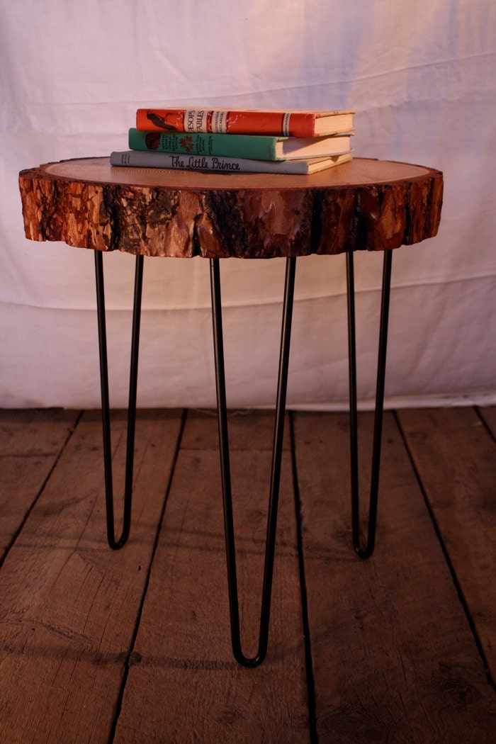 Unique End Table.  Live Edge with Bark.  Sustainably Harvested Slice of a Tree.