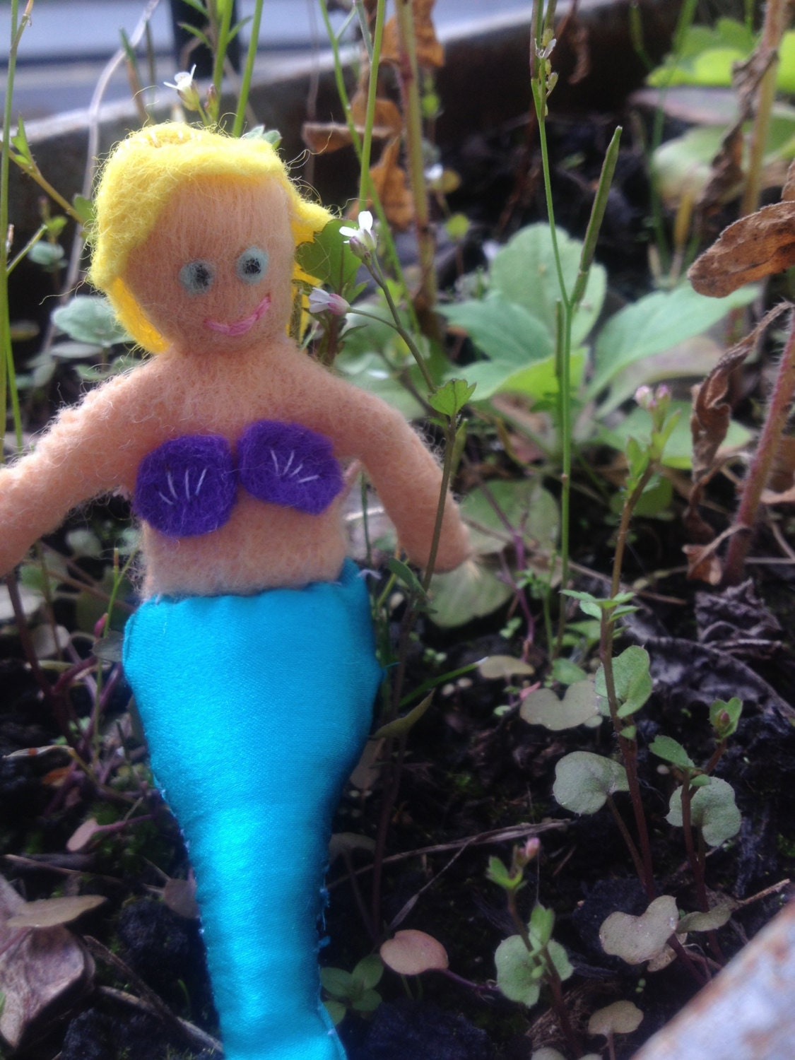 Mermaid Finger Puppet- Hand Sewn Make-Believe Fun