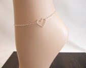 Silver Anklet With Sterling Silver Heart Charm / 0210059A