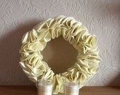 Cream Felt Ruffle Wreath Home Decor Handmade