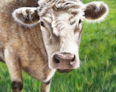 Custom Pet Portrait, 16 x 20 inches, animal painting, original acrylic art on canvas, cow, dog, cat