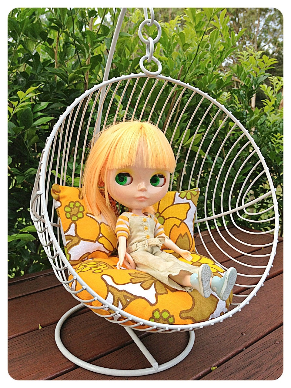 Blythe Super cool retro vintage hanging Patio Chairs - Neo Blythe Doll