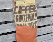 Rustic Leather Tote Bag - Burlap and Leather Tote Bag - Repurposed Coffee Bean Bag