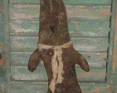 Extreme Primitive Rabbit Doll - "Gingerbread" Rabbit with Grubby Gauze Scarf & Sweet Annie - Shelf Sitter - Tuck