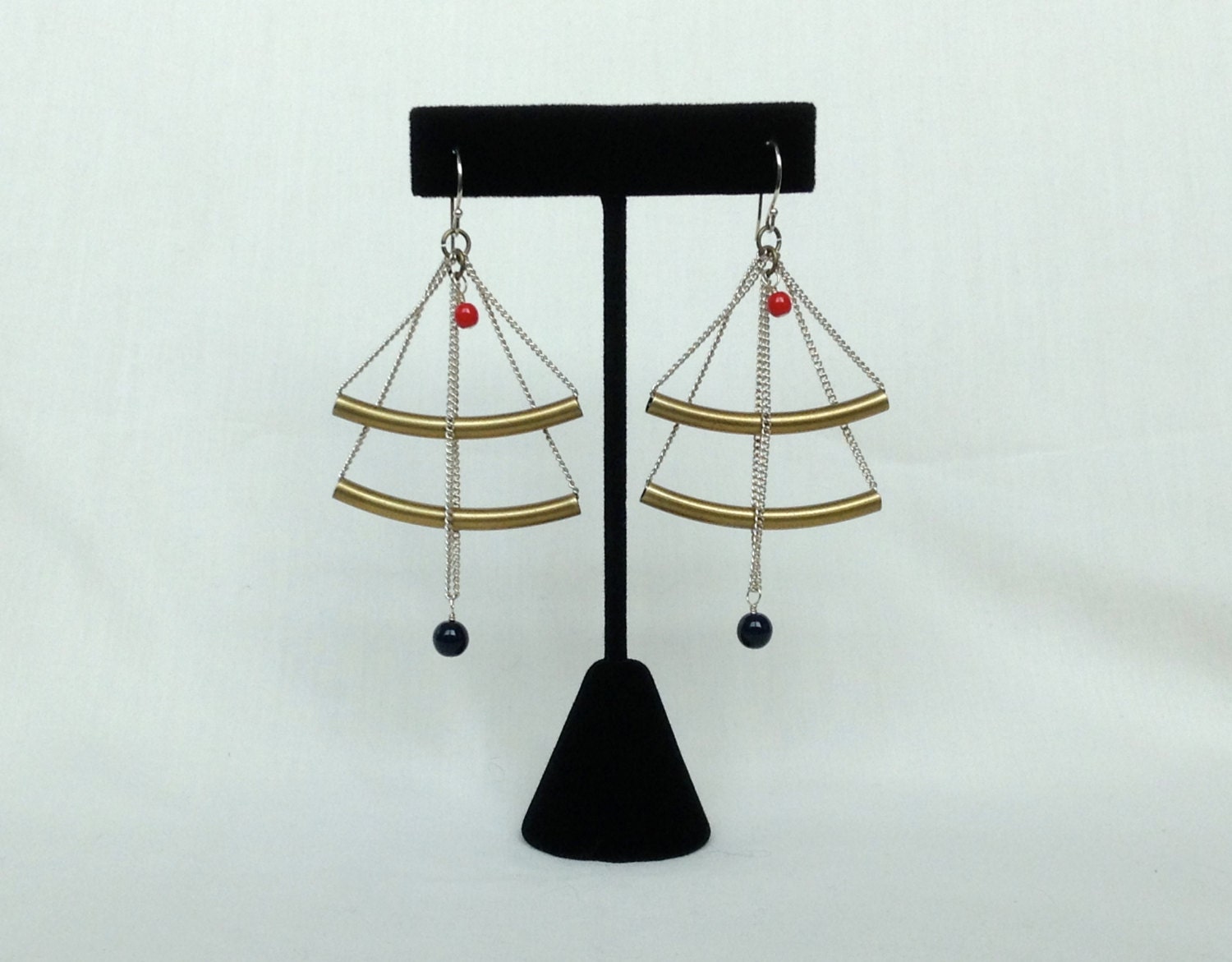 Silver & Brass Sextant Earrings