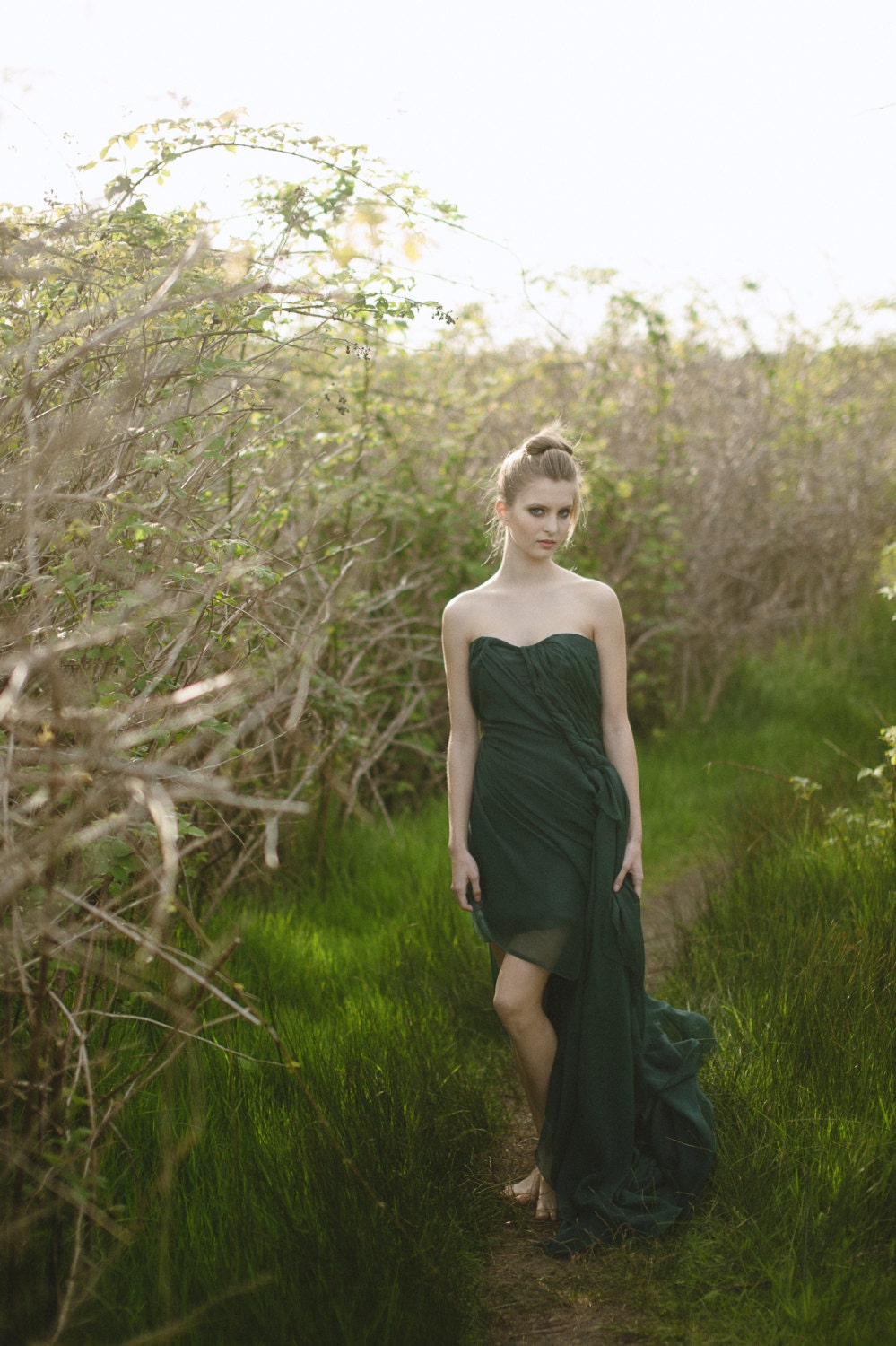 Green Chiffon Evening Gown