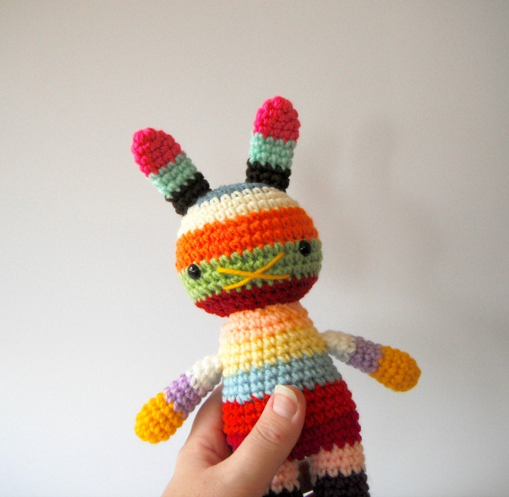 children rabbit toy amigurumi crochet doll rainbow spring .. hamilton