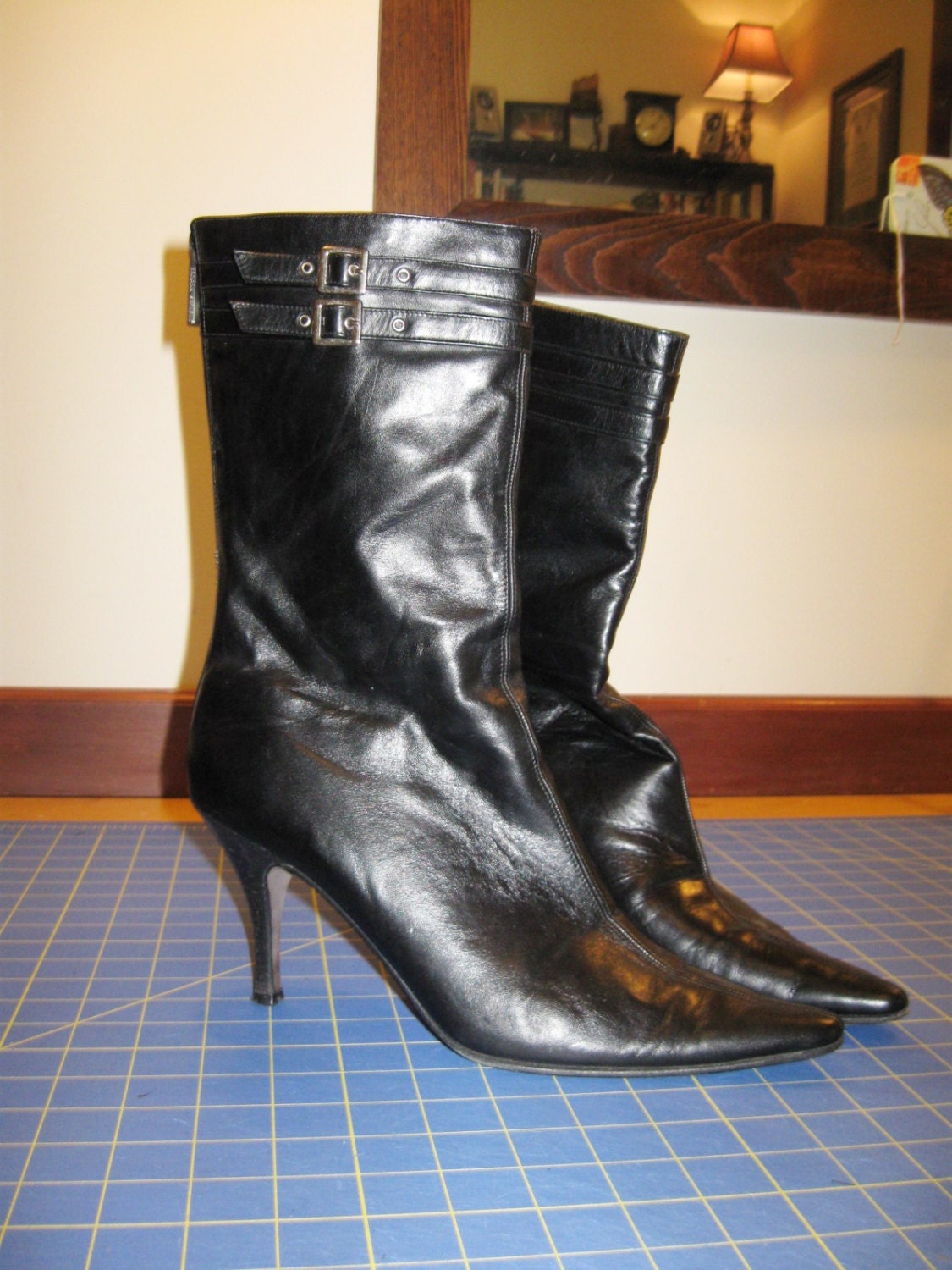black leather ankle boots banana republic 8.5