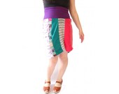 Womens Colorful Patchwork Skirt Quilted Squares. Colorful Bright Spring/Summer One of a Kind  in Small // by Nicoles Threads