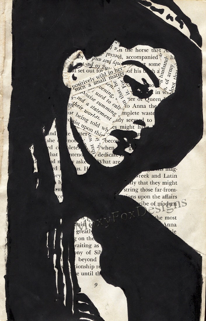 Art -- POSITIVELY WILD Portrait Contemporary Fine Art Print Vintage Book Page Free US Shipping