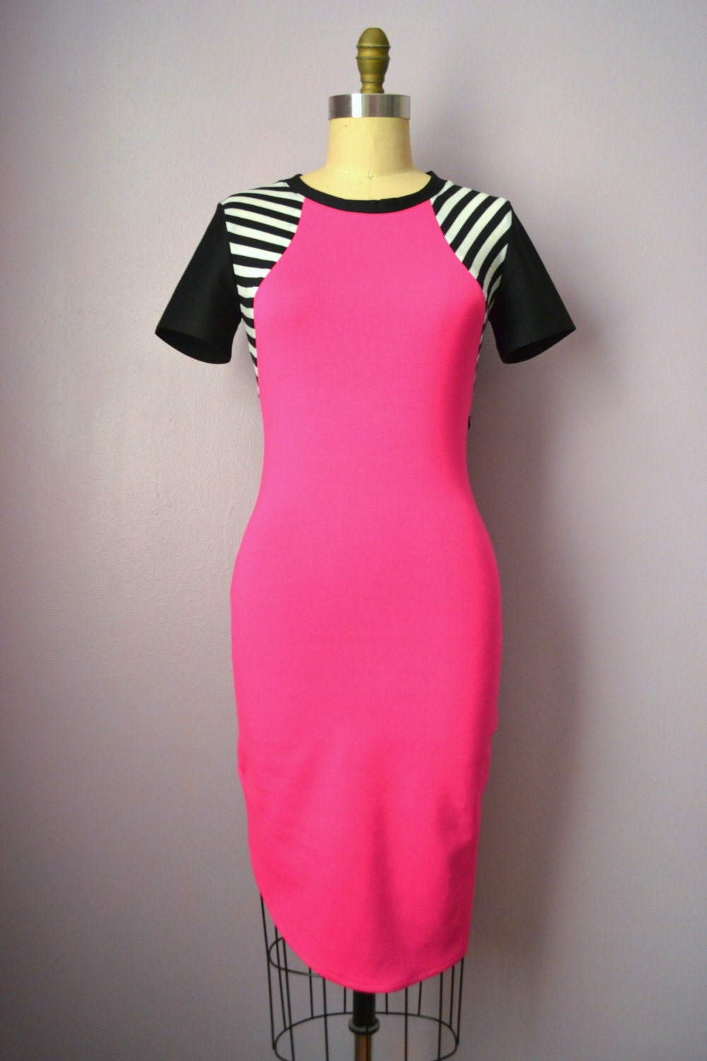Hot Pink Stripe Bodycon Dress
