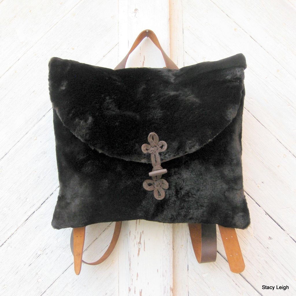 Dark Brown Sheared Fur Backpack Bag by Stacy Leigh Ready to Ship