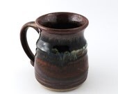 Stoneware Mug - 12 oz. - Coffee Cup - Ceramic Mug - Tea Cup - Black/brown, Creamy White / Handmade wheel thrown pottery