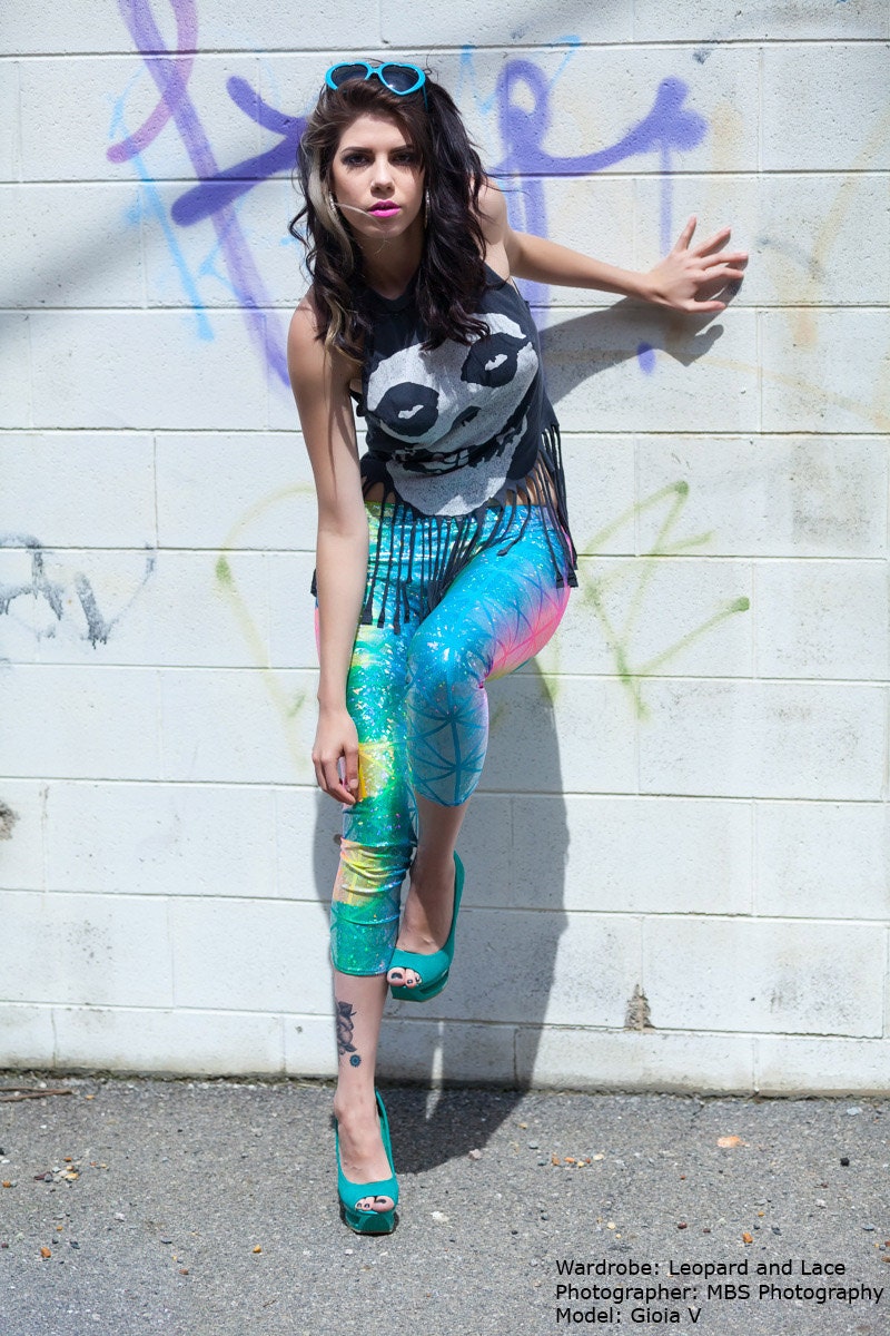 Magical Unicorn Leggings in Pink Green, Yellow, and Blue
