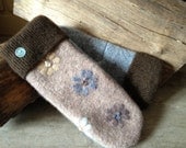 Crazy Daisy  Felted Wool Sweater Mittens  Eco Friendly