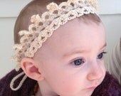 Crown Headband - Photo prop - one size - fits newborn baby to adult - super soft alpaca/silk beaded crochet